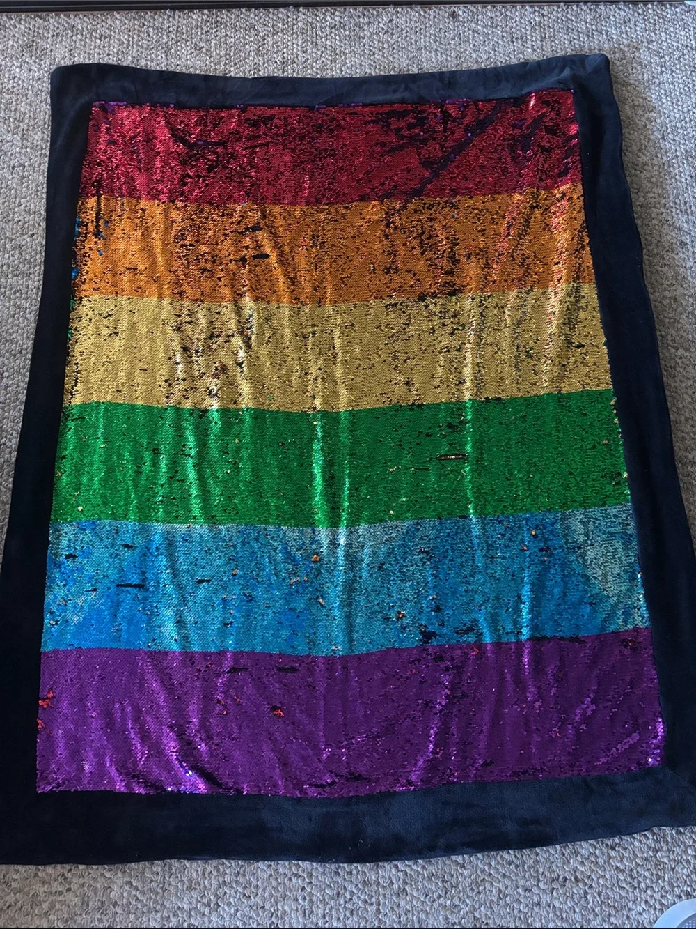 Rainbow Magic Castle Disney Plush Sequin Pride Throw Blanket